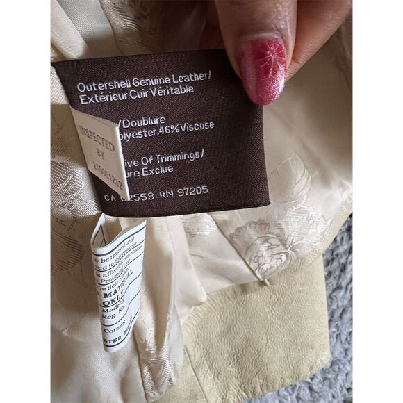 Danier Women's Ivory Leather Jacket Size L Mid-Length Casual - Picture 8 of 9